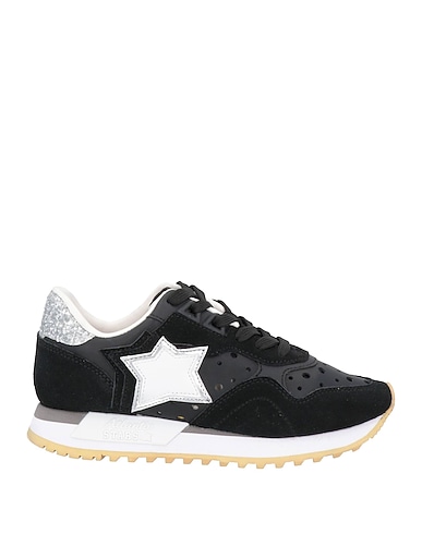 ATLANTIC STARS Sneakers Black Leather, Textile fibers