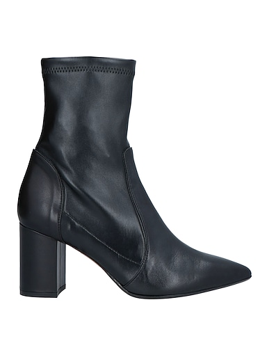 ANNA F. Ankle boot Black Leather, Textile fibers