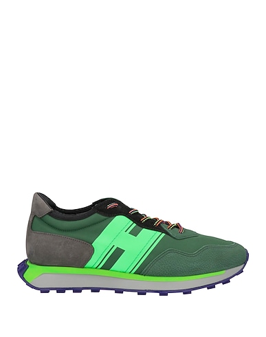 HOGAN Sneakers Green Soft Leather, Textile fibres