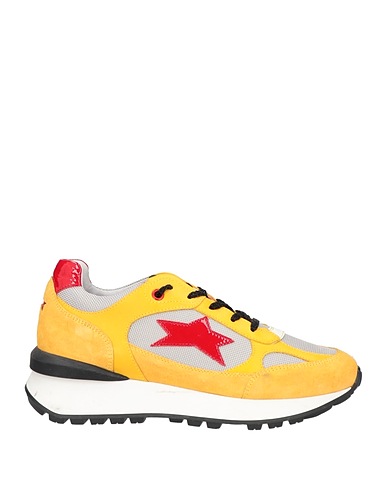 OKINAWA Sneakers Giallo ocra Pelle, Fibre tessili