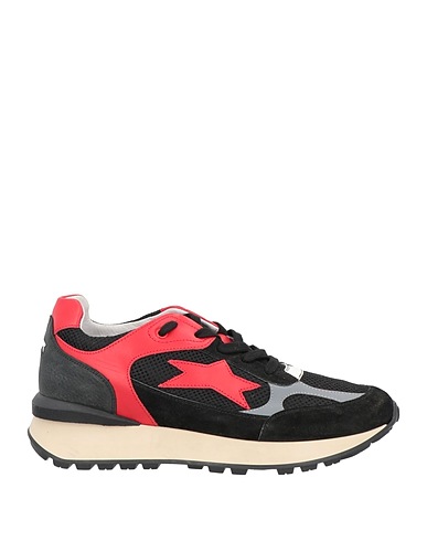 OKINAWA Sneakers Black Leather, Textile fibres