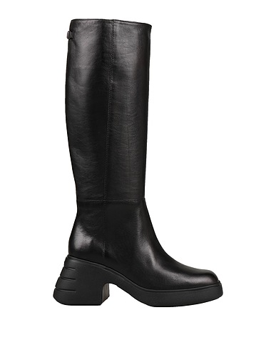 HOGAN Boots Black Soft Leather, Textile fibers