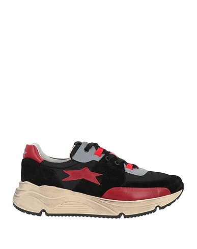 OKINAWA Sneakers Black Soft Leather, Textile fibres