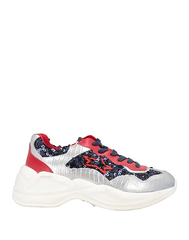 ISHIKAWA Sneakers Silver Soft Leather, Textile fibers