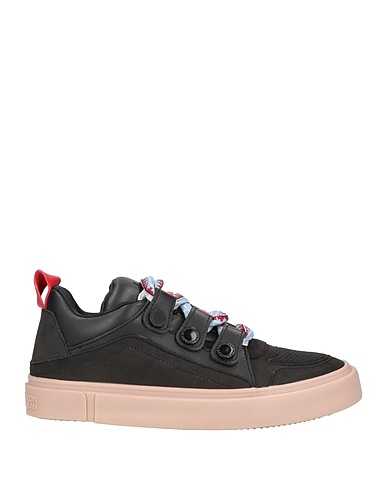 MARCELO BURLON Sneakers Black Soft Leather, Textile fibers