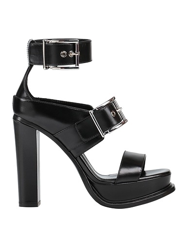 MCQUEEN Sandals Black Soft Leather