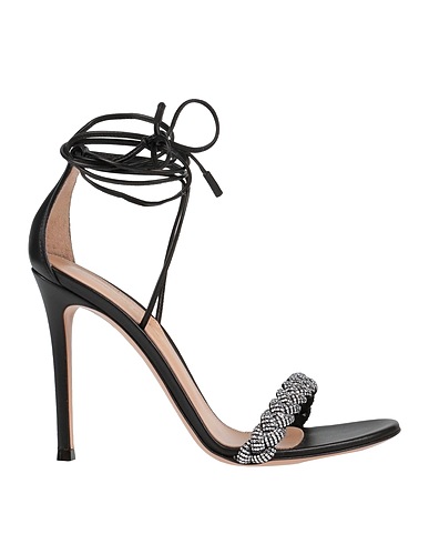 GIANVITO ROSSI Sandals Black Soft Leather, Crystal