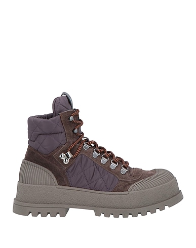 MICH SIMON Ankle boot Brown Leather, Textile fibers