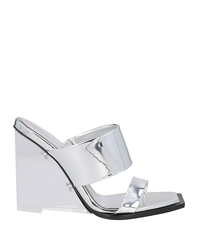 MCQUEEN Sandals Silver Textile fibers