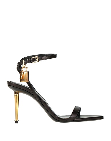 TOM FORD Sandals Black Goat skin, Zamak, Steel