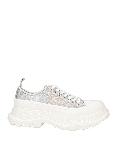 MCQUEEN Sneakers Silver Soft Leather, Textile fibres