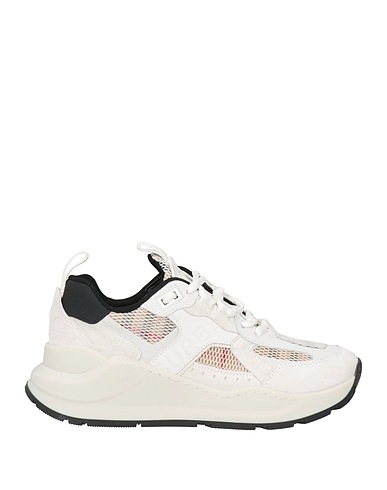BURBERRY Sneakers White Soft Leather, Textile fibers