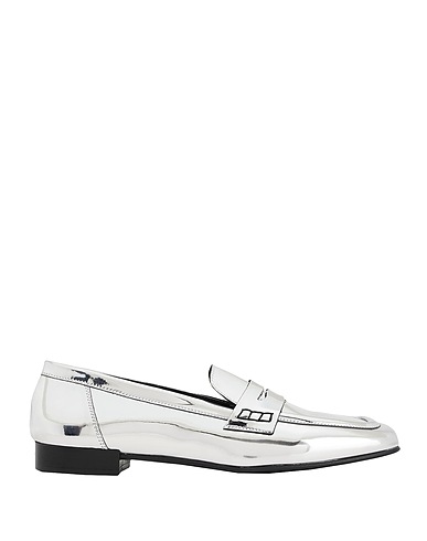 8 by YOOX Mocassino LAMINATED EFFECT PENNY LOAFERS
 Argento 75% Poliuretano, 20% Poliestere, 5% Viscosa