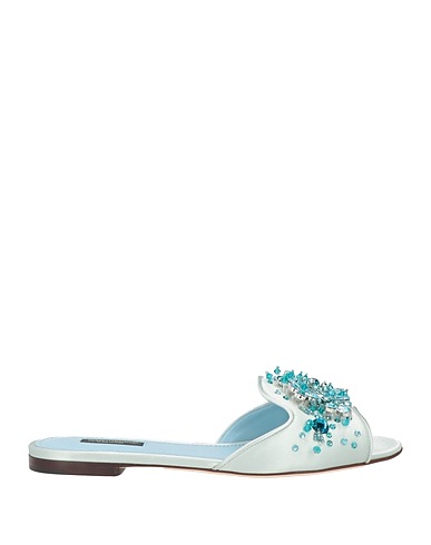 DOLCE&GABBANA Sandals Sky blue 68% Viscose, 32% Silk