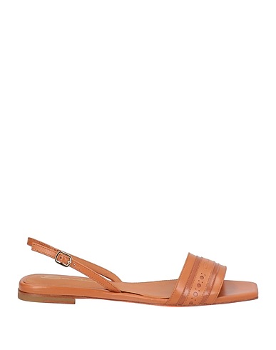 SANTONI Sandals Camel Soft Leather