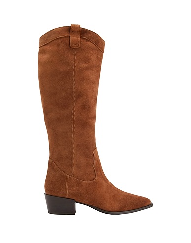 8 by YOOX Stivali SPLIT LEATHER WESTERN HIGH BOOT
 Marrone 100% Pelle di vitello