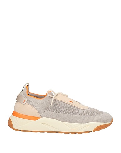 SANTONI Sneakers Grey Textile fibers, Soft Leather