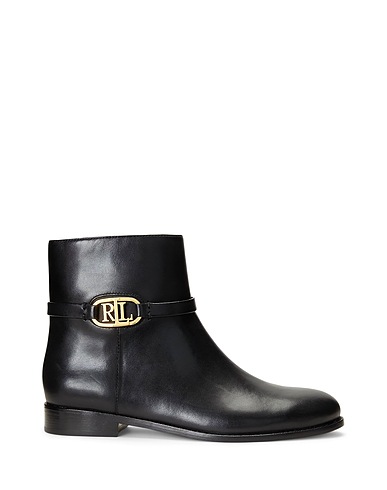 LAUREN RALPH LAUREN Stiefelette BRIELA BURNISHED LEATHER BOOTIE
 Schwarz 100% Rindsleder
