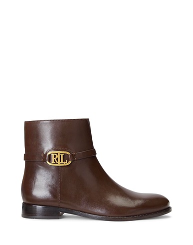 LAUREN RALPH LAUREN Ankle boot BRIELA BURNISHED LEATHER BOOTIE
 Chocolate brown 100% Bovine leather