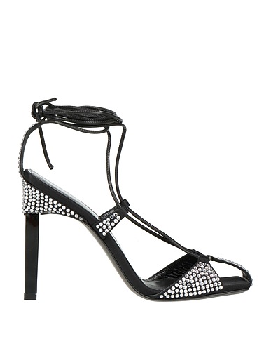 THE ATTICO Sandals Silver Soft Leather, Textile fibers