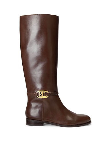 LAUREN RALPH LAUREN Boots BRIDGETTE BURNISHED LEATHER TALL BOOT
 Chocolate brown 100% Cow leather