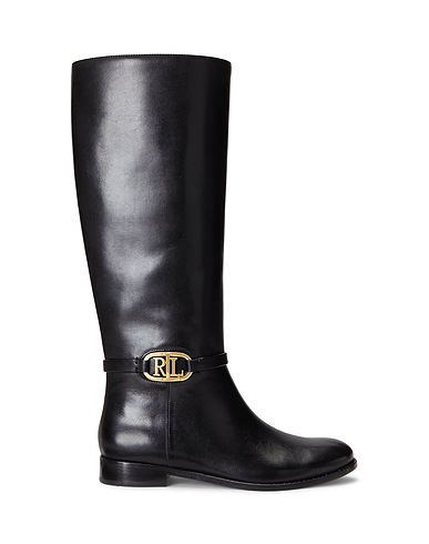 LAUREN RALPH LAUREN Boots BRIDGETTE BURNISHED LEATHER TALL BOOT
 Black 100% Bovine leather