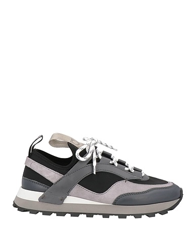 FERRAGAMO Sneakers Black Leather, Textile fibres