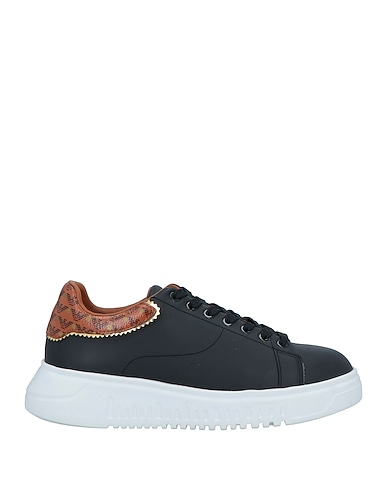 EMPORIO ARMANI Sneakers Black Soft Leather, Textile fibers