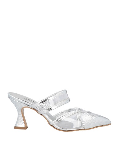 DIVINE FOLLIE Mules and clogs Silver Textile fibers