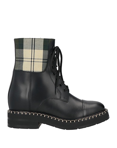 BARBOUR x CHLOÉ Ankle boot Black Leather, Textile fibers