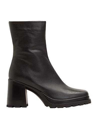 8 by YOOX Ankle boot LEATHER SQUARE TOE ANKLE BOOTS
 Black 100% Calfskin