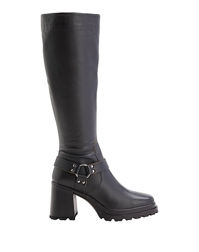 8 by YOOX ブーツ LEATHER BUCKLE-DETAIL HIGH BOOT
 ブラック 牛革（カーフ） 100%