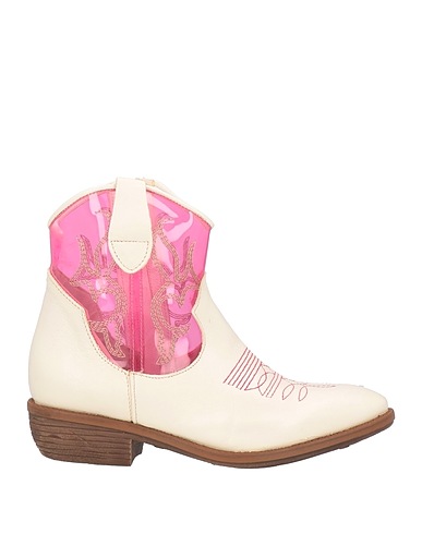 DIVINE FOLLIE Ankle boot Ivory Leather, Textile fibers