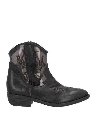 DIVINE FOLLIE Ankle boot Black Leather, Textile fibers