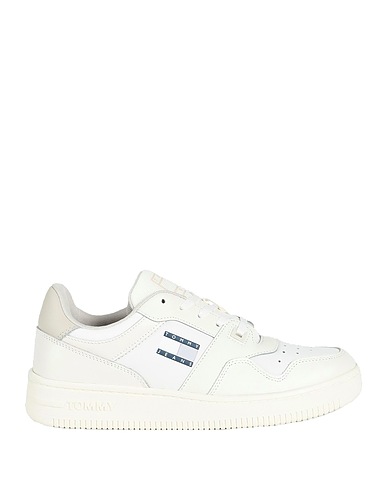 TOMMY JEANS Sneakers White Soft Leather, Textile fibres