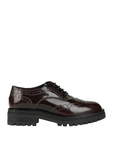 POLLINI Laced shoes Chocolate brown Soft Leather