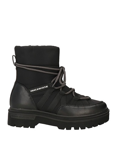 VERSACE JEANS COUTURE Ankle boot Black Leather, Textile fibres