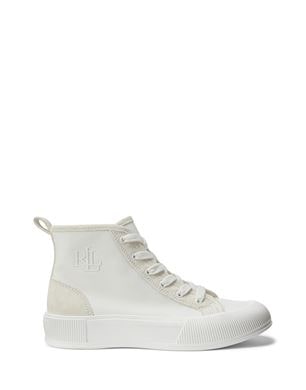 LAUREN RALPH LAUREN DAKOTA CANVAS & SUEDE HIGH-TOP SNEAKER スニーカー ホワイト レディース