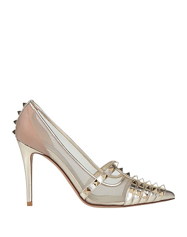VALENTINO GARAVANI Court ROCKSTUD ALCOVE Platinum Soft Leather, Other Fibres