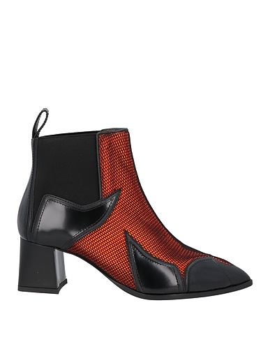 POLLINI Ankle boot Orange Soft Leather, Textile fibres