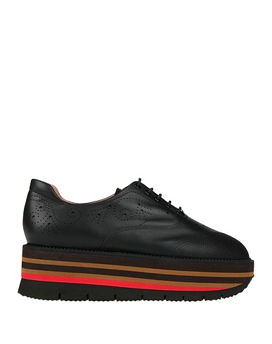 POLLINI Laced shoes Black Calffur