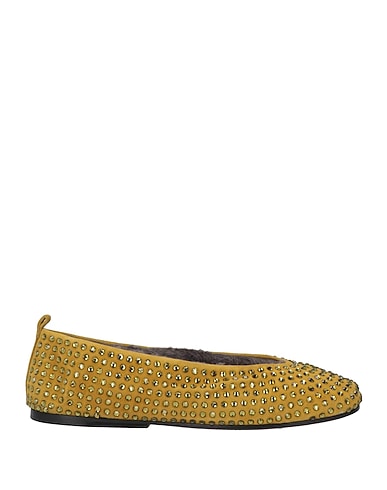 EDDY DANIELE Ballet flats Military green Leather, Swarovski® Crystal