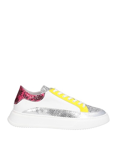 GENEVE Sneakers Silver Leather, Textile fibres