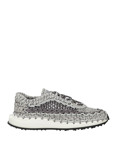 VALENTINO GARAVANI Sneakers Silver Textile fibres, Soft Leather