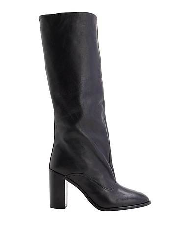 8 By YOOX LEATHER ROUND-TOE HIGH BOOT | Black Women‘s Boots | YOOX