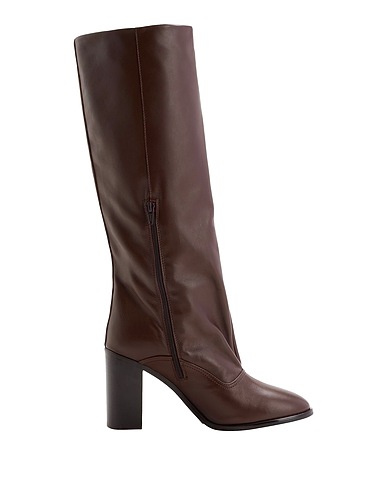 8 by YOOX Boots LEATHER ROUND-TOE HIGH BOOT
 Brown 100% Calfskin
