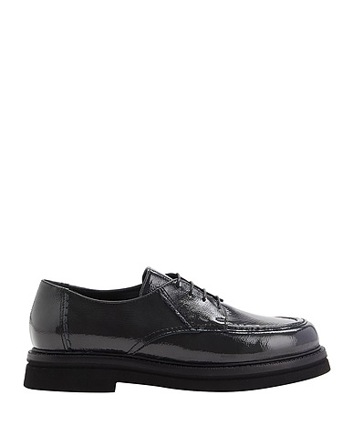 8 by YOOX Laced shoes PATENT LEATHER LACE UP Lead 100% Calfskin