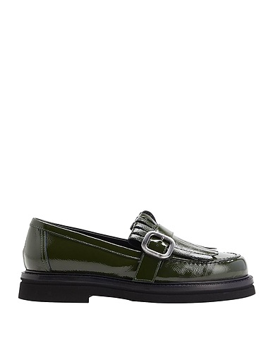 8 by YOOX Loafers PATENT LEATHER FRINGE-DETAIL LOAFER
 Dark green 100% Calfskin