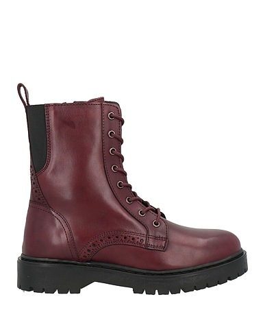 GEOX Ankle boot Burgundy Soft Leather, Textile fibers