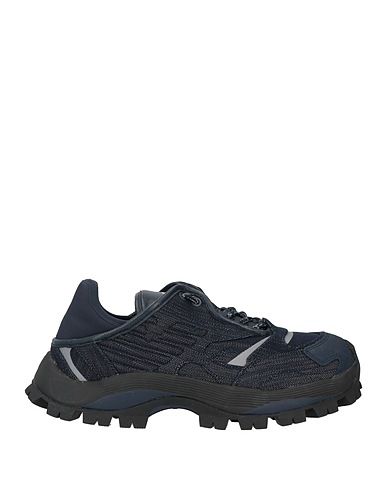 EMPORIO ARMANI Sneakers Navy Textile fibers, Soft Leather